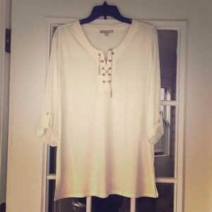 Joan Vass off white/ivory  3/4 sleeve blouse